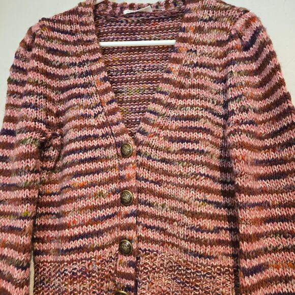 Veronica Beard Amosa Space Dyed Striped Knit Cardigan Multi Pink Taupe Size Med - Picture 5 of 10